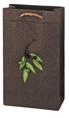 True Fabrications Brown Olive Branch Double Bottle Gift Bag 750ml