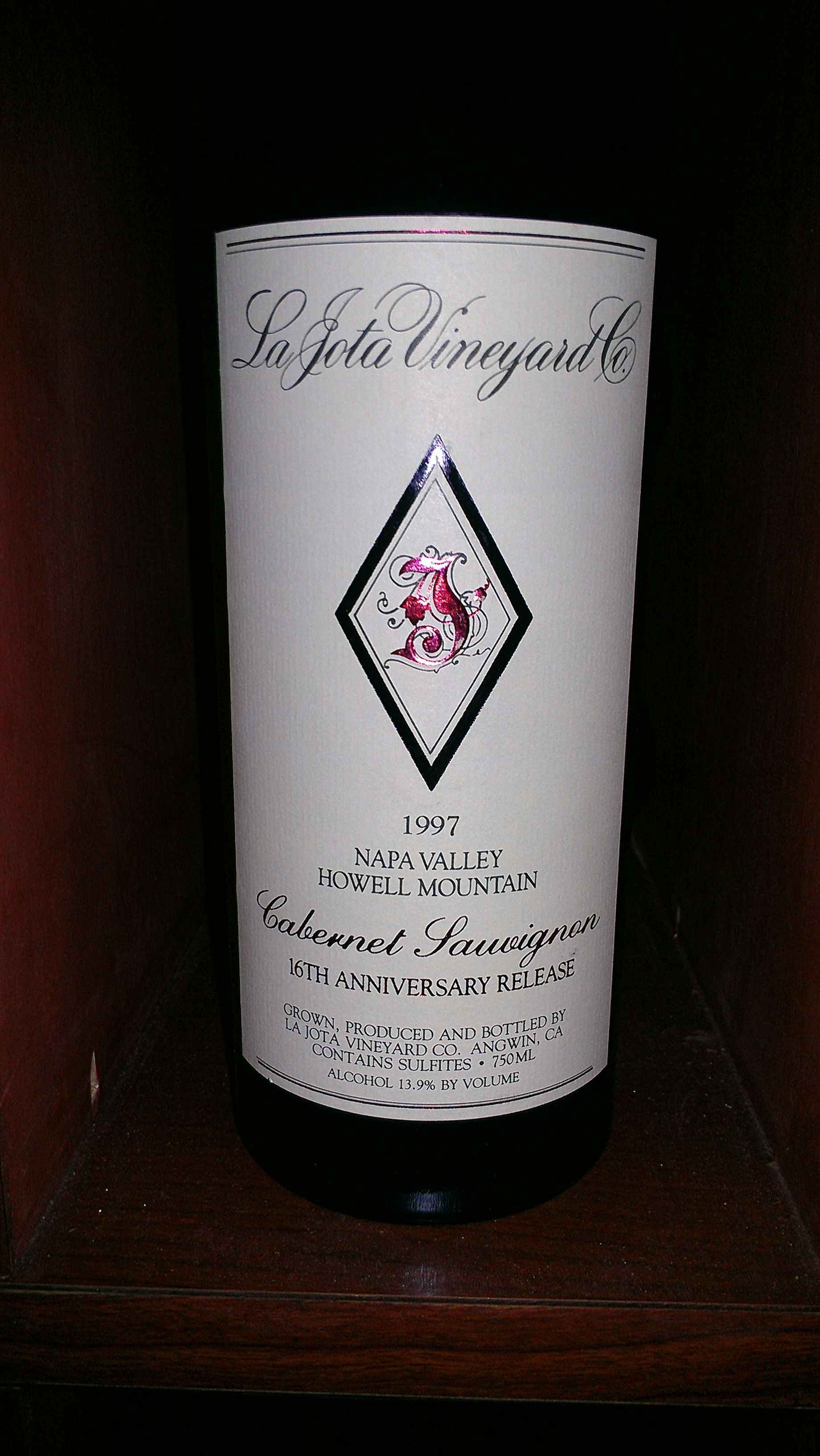La Jota Vineyard 16th Anniversary Cabernet Sauvignon 1997
