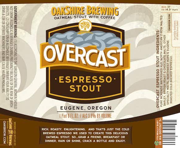Oakshire Brewing Overcast Espresso Stout 6 pack 12oz Can