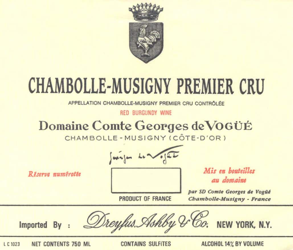 Domaine Comte Georges de Voguë Chambolle Musigny Premier Cru 2010