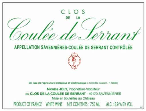 Nicolas Joly Savennieres Clos de La Coulee de Serrant 2009