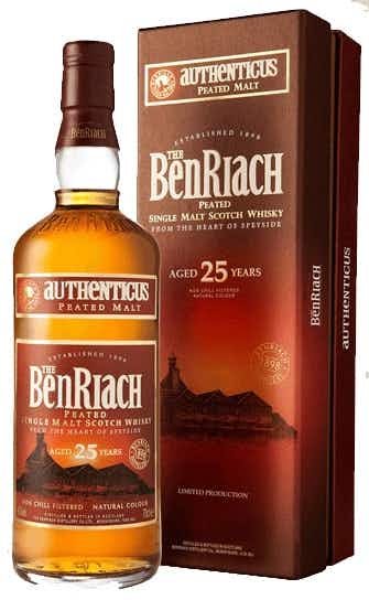 BenRiach Authenticus Single Peated Malt Scotch Whisky 25 year old