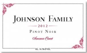Johnson Family Sonoma Coast Pinot Noir 2012