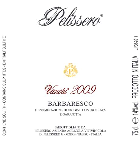 Pelissero Barbaresco Vanotu 2009