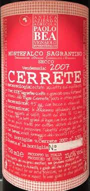 Paolo Bea Montefalco Sagrantino Secco Cerrete