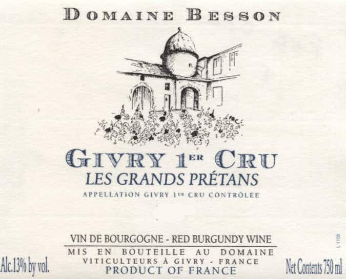 Domaine Besson Givry Les Grands Prétans 2012