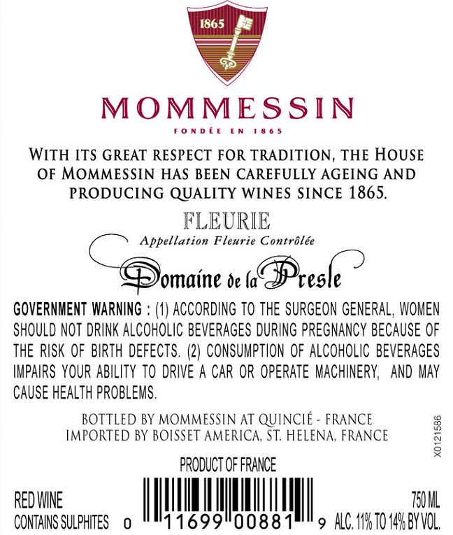 Mommessin Domaine De La Presle Fleurie 2013
