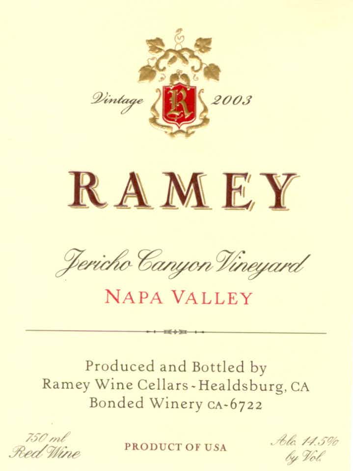 Ramey Jericho Canyon Vineyard Cabernet Sauvignon 2003
