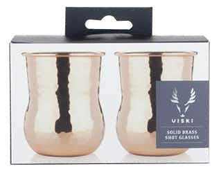 True Fabrications Viski Solid Brass Shot Glasses 2 pack 750ml