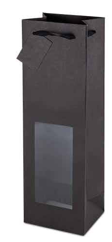 True Fabrications Black Kraft Window Wine Bag 750ml