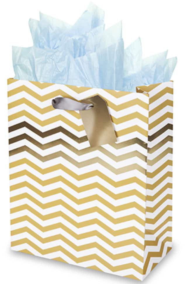 True Fabrications Gold Chevron Medium Gift Bag 750ml
