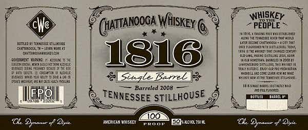 Chattanooga 1816 Single Barrel Tennessee Stillhouse