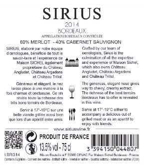 Sirius Wine Bordeaux Rouge