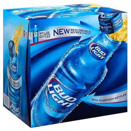 Budweiser Bud Light 12 pack 16oz Aluminum Bottle