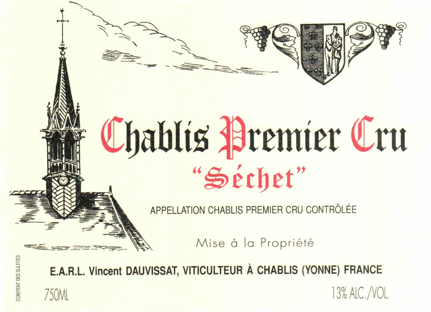 Domaine Rene et Vincent Dauvissat Chablis Séchet 2015