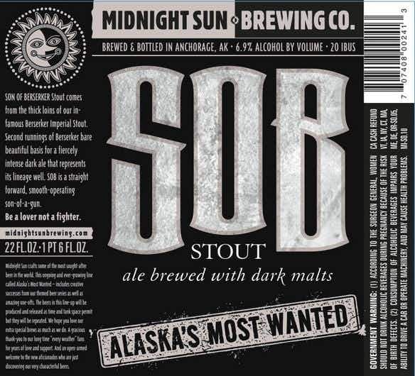 Midnight Sun Brewing Son of Berserker (SOB) Stout 22oz