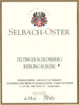 Selbach-Oster Zeltinger Schlossberg Riesling Auslese* 2015