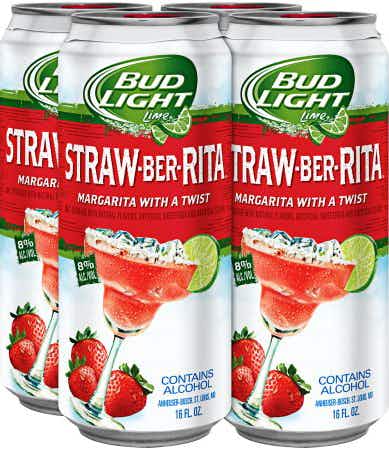 Budweiser Bud Light Lime Straw-Ber-Rita 4 pack 16oz Can