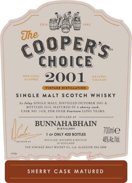 The Cooper's Choice Bunnahabhain Single Malt Scotch Whisky 2001