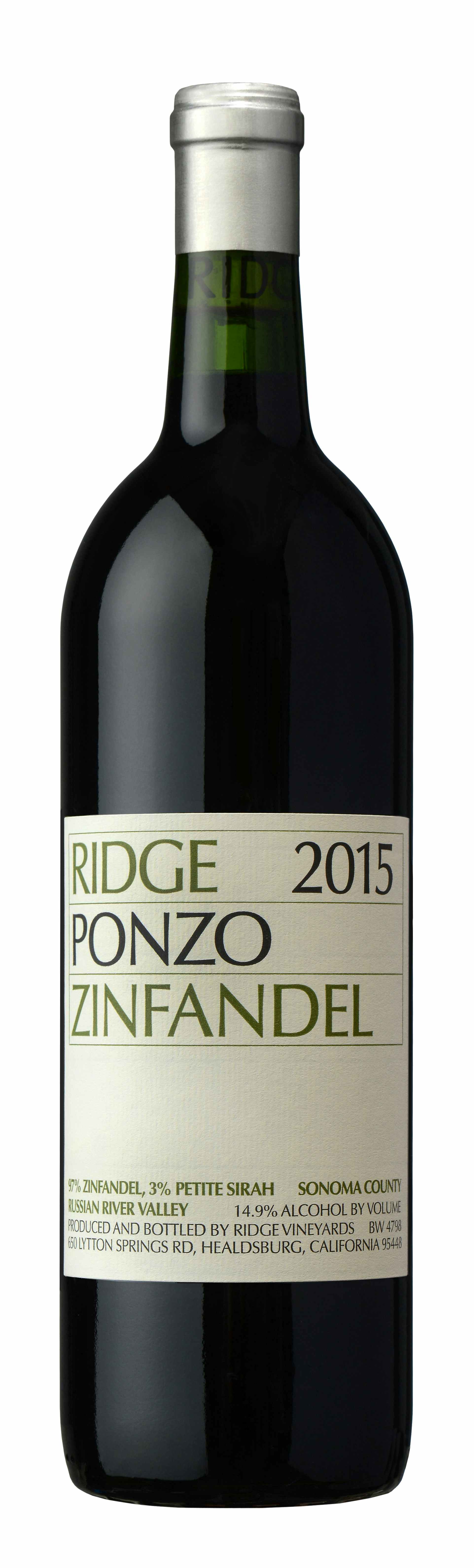 Ridge Vineyards Ponzo Vineyard Zinfandel 2015