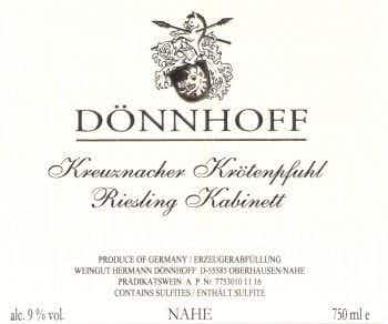 Dönnhoff Kreuznacher Krotenpfuhl Riesling Kabinett 2016