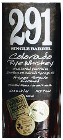 Distillery 291 Single Barrel Colorado Rye Whiskey