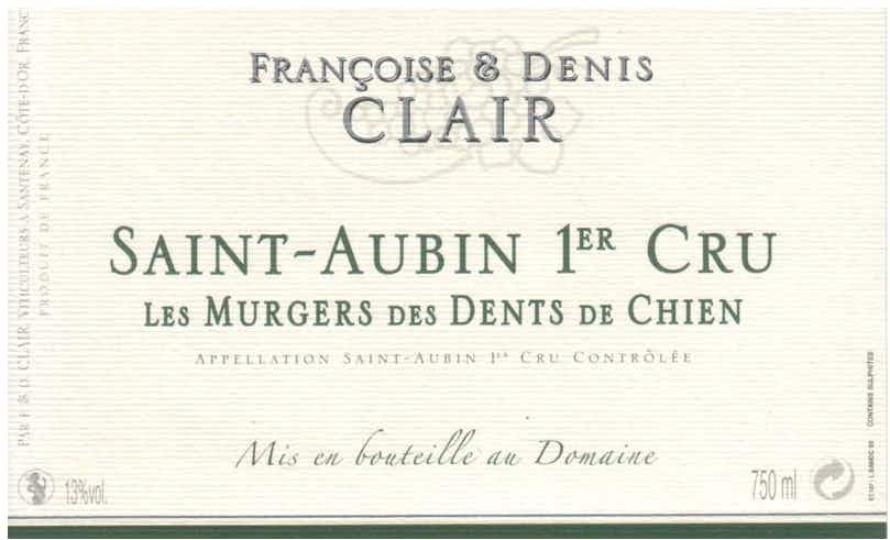Francoise et Denis Clair Saint Aubin Les Murgers des Dents de Chien 2014