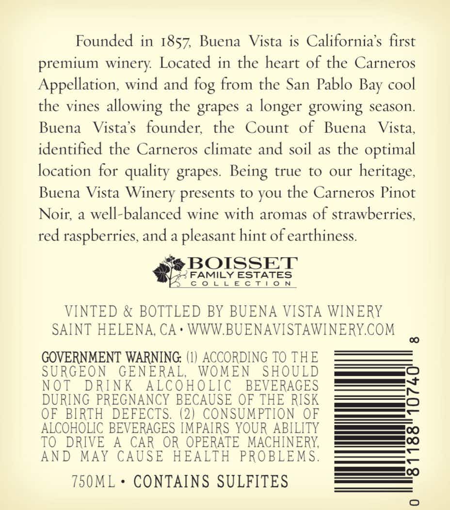 Buena Vista Winery Pinot Noir 2016