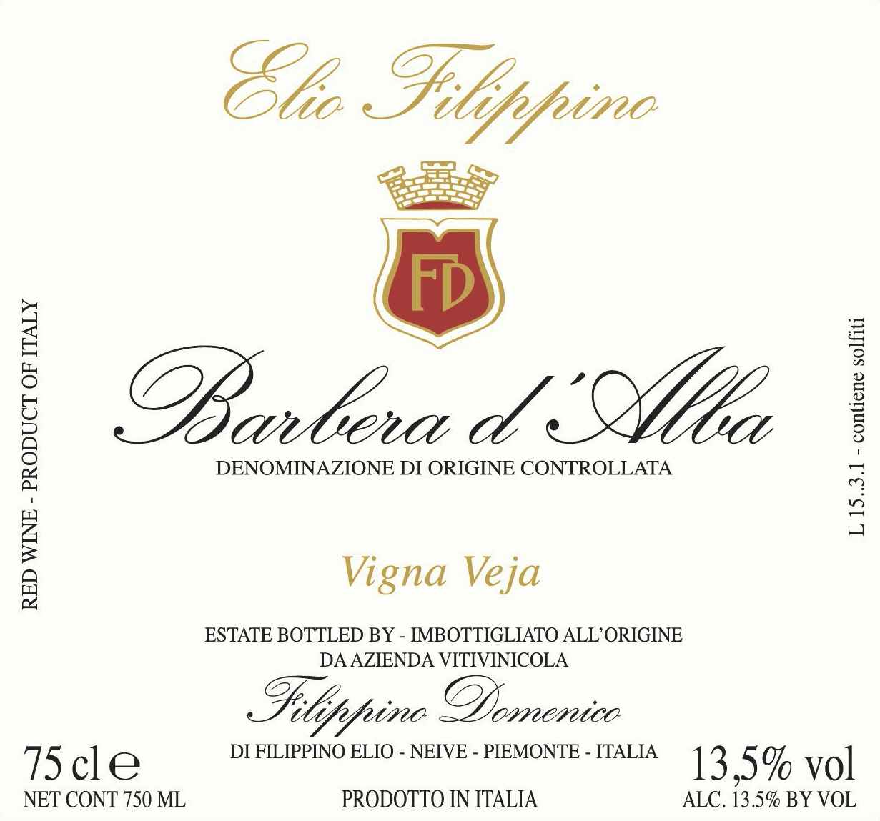 Elio Filippino Barbera d'Alba Nuela 2016