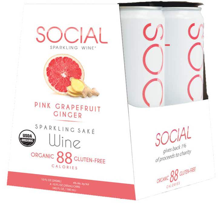 Social Sparkling Wine Pink Grapefruit Ginger 10oz Bottle