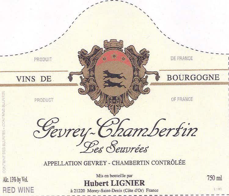 Domaine Hubert Lignier Gevrey Chambertin Les Seuvrees 2014