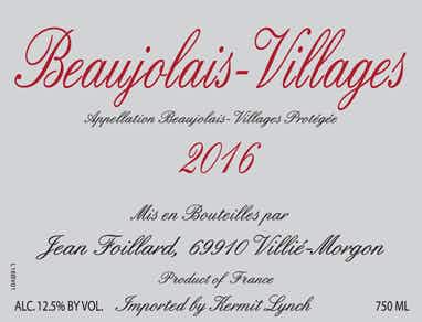 Jean Foillard Beaujolais Villages 2016