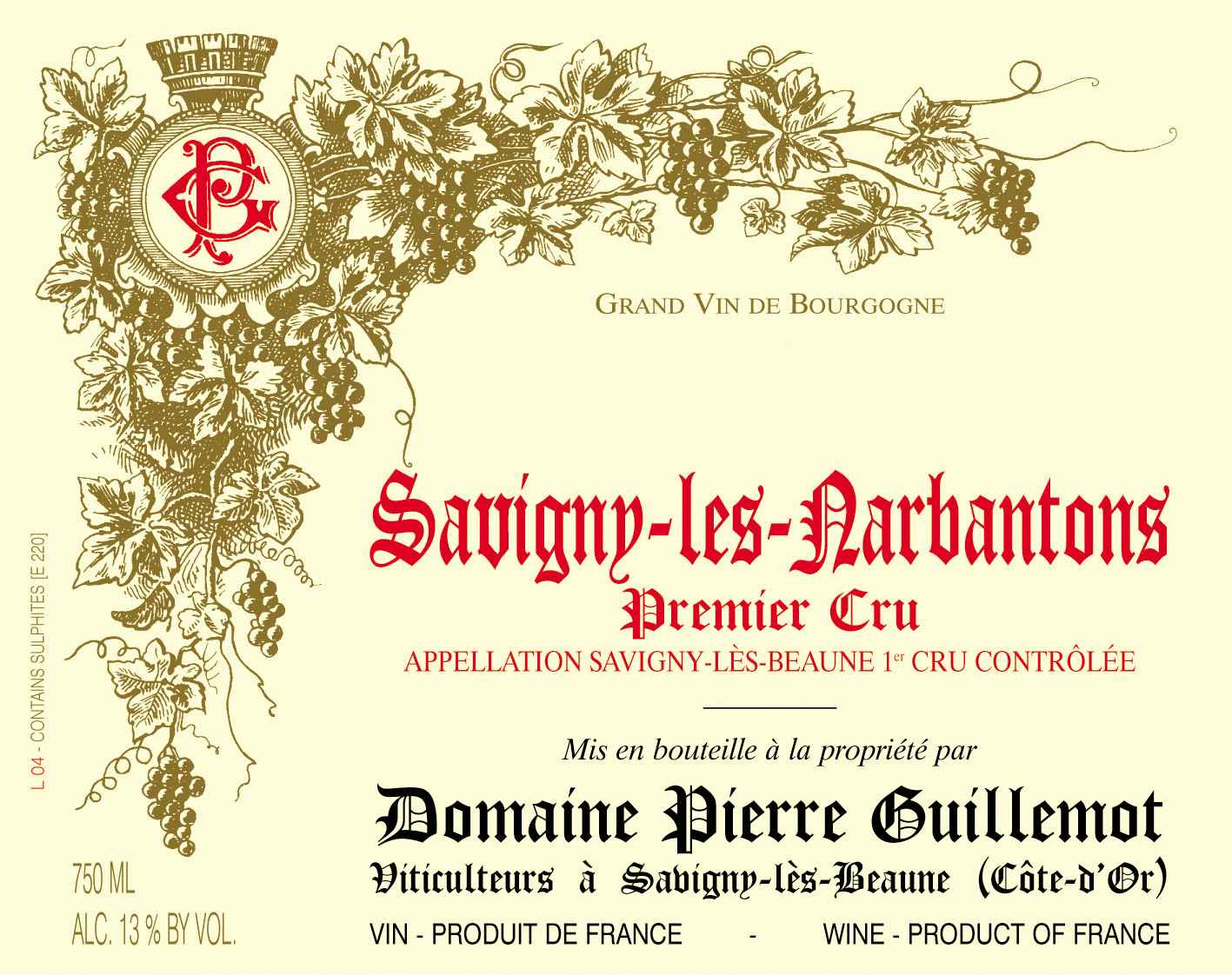 Domaine Pierre Guillemot Savigny Les Narbantons 2015