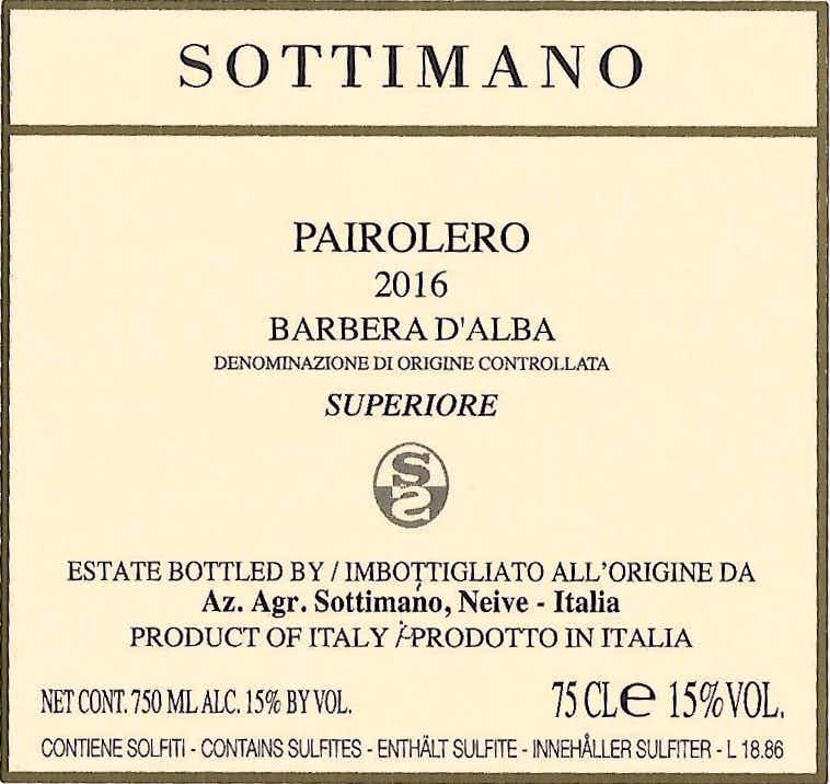 Sottimano Barbera d'Alba Pairolero 2016