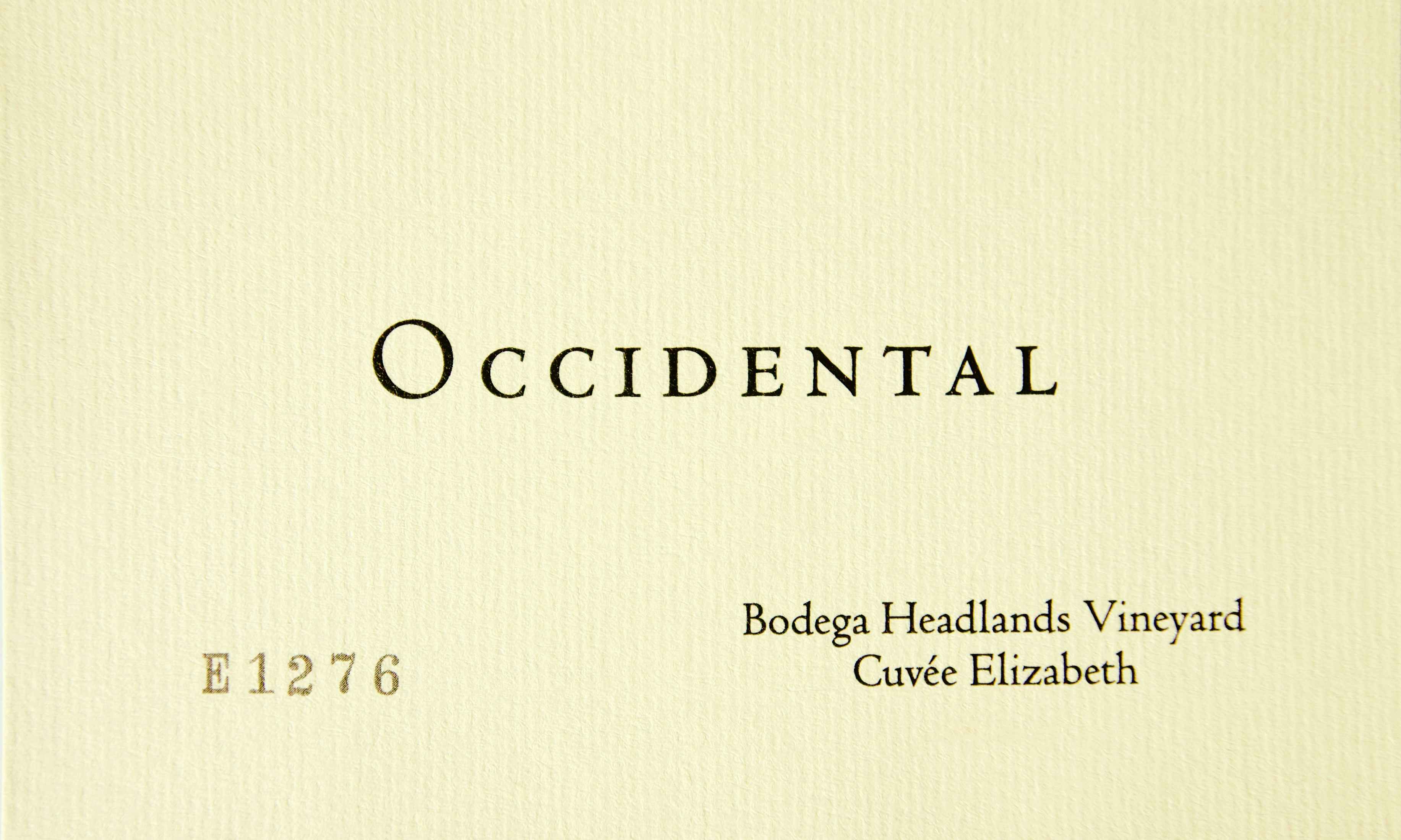 Occidental Bodega Headlands Vineyard Cuvée Elizabeth Pinot Noir 2015