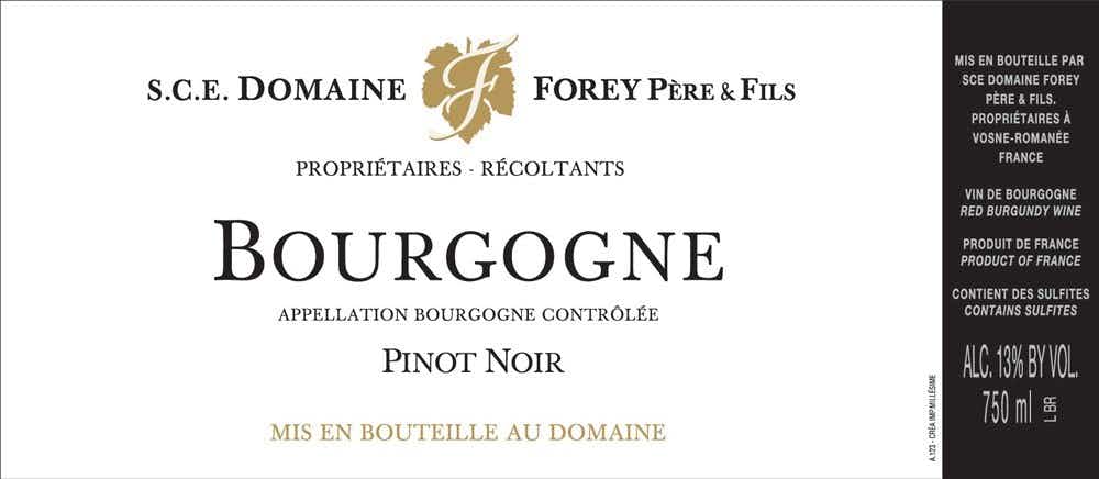Domaine Forey Pere et Fils BOURGOGNE ROUGE 2015
