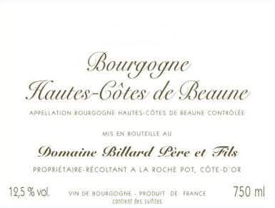Domaine Billard Pere et Fils Hautes Cotes de Beaune 2017