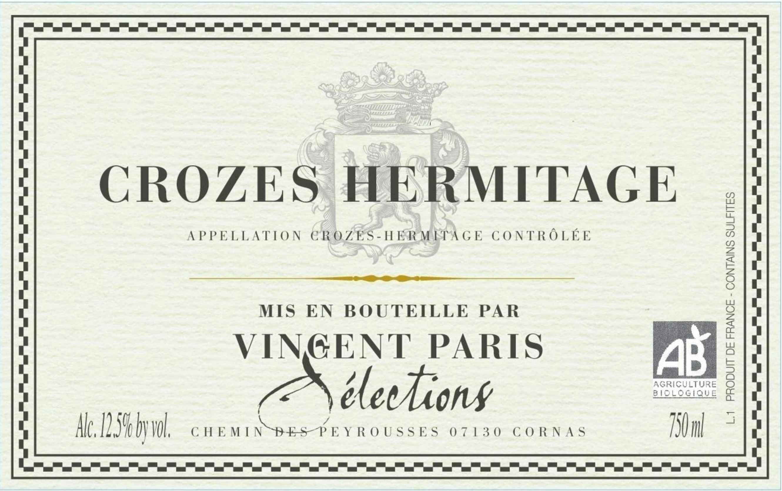 Domaine Vincent Paris Selection Crozes Hermitage 2017