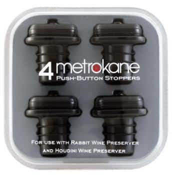 Metrokane Houdini / Rabbit Black Wine Stoppers 4 pack 750ml