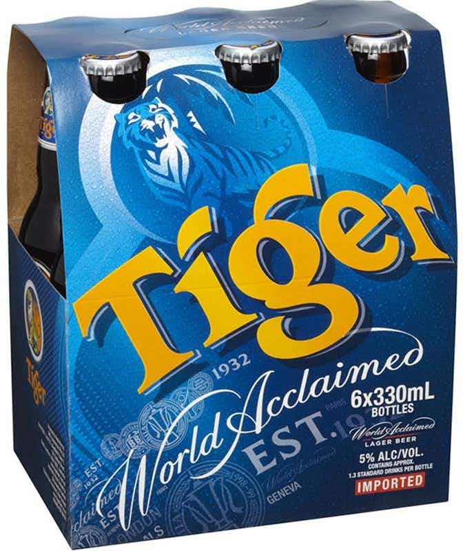 Tiger Beer Lager 6 pack 12oz