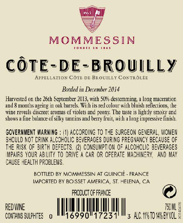 Mommessin Les Grandes Mises Cote De Brouilly 2013
