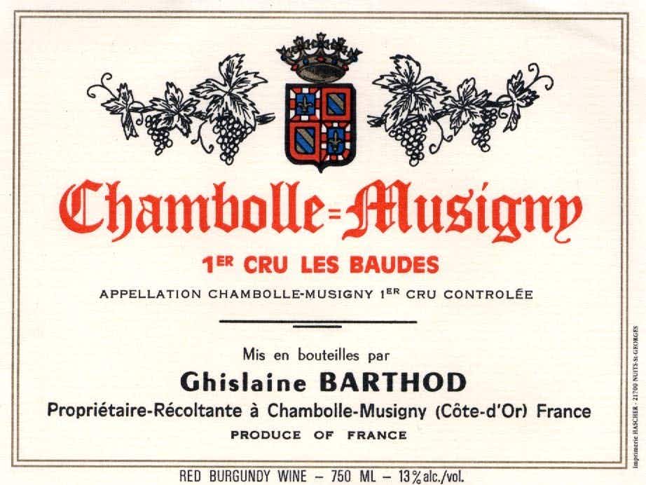 Domaine Ghislaine Barthod Chambolle Musigny les Baudes 2014