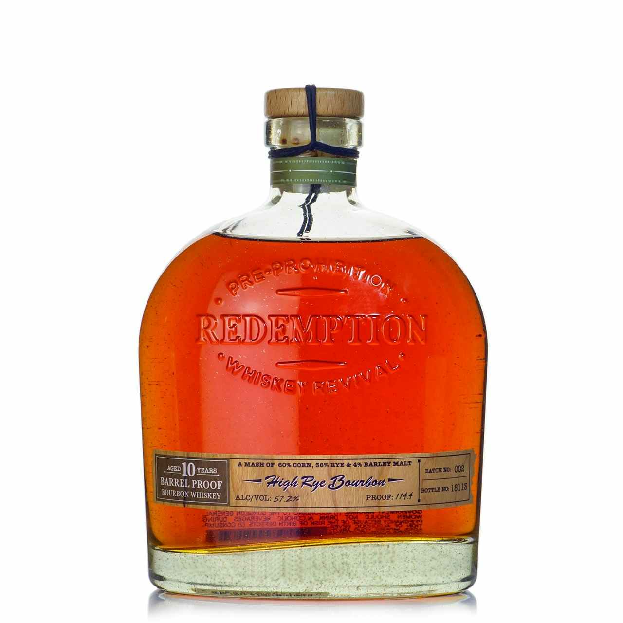 Redemption Barrel Proof Rye Whiskey 10 year old