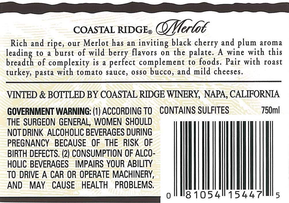 Coastal Ridge Merlot 2015 1.5L